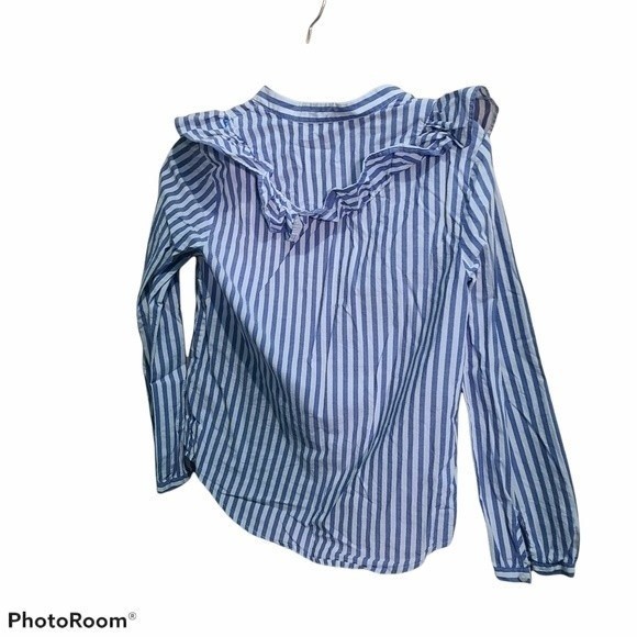 Madewell Whitney blue Striped Ruffle Blouse XXS - Picture 5 of 7